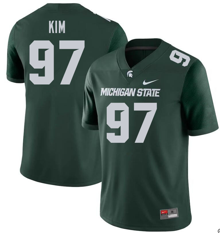 Men #97 Jonathan Kim Michigan State Spartans College Football Jerseys Stitched Sale-Green